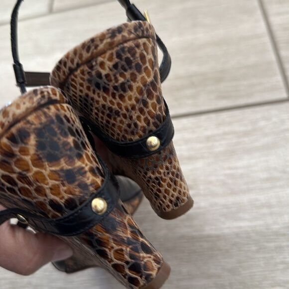 Antonio Melani Leather Wedge Sandals Size‎ 6 Strappy Snake Print - Picture 8 of 12